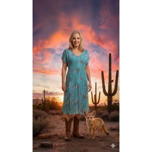 Vintage Bila Midi Rayon Dress ~romantic rose floral print Size Large